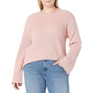 The Drop Alice Crew-Neck Back-Slit Ribbed Pullover Sweater - Zephyr Pink - NWT